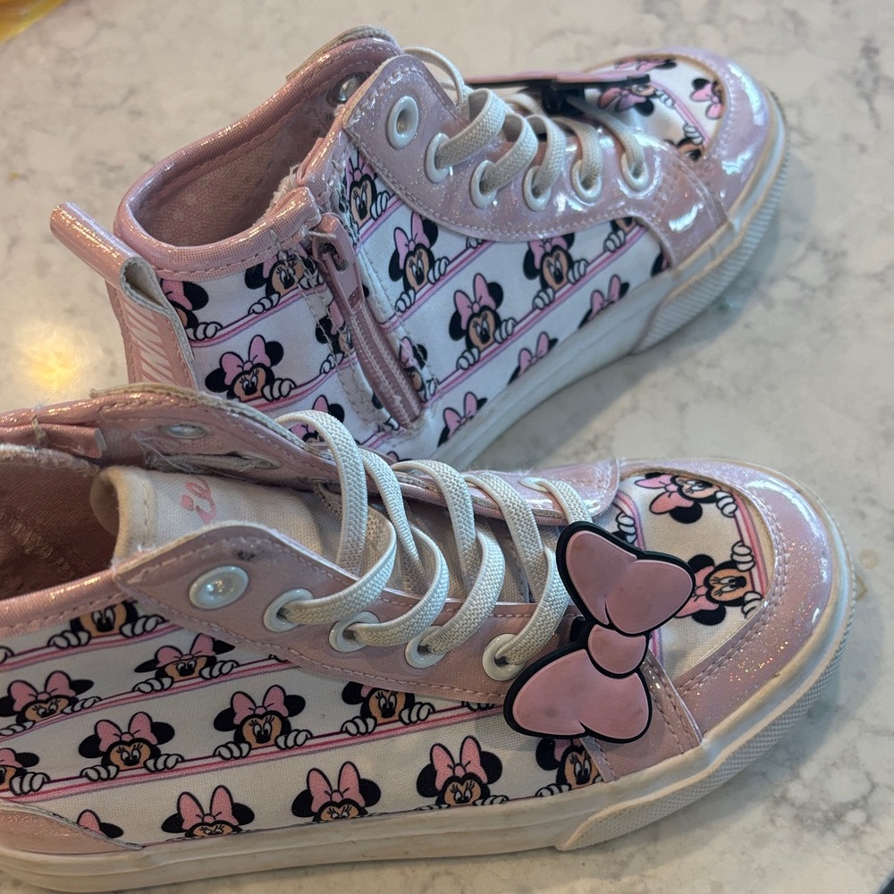 Pink and White Minnie Mouse High-Top Shoes